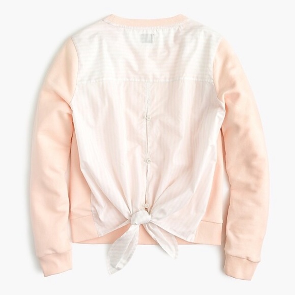 J. Crew Tops - J. Crew Tie Back Sweatshirt Light Pink and White